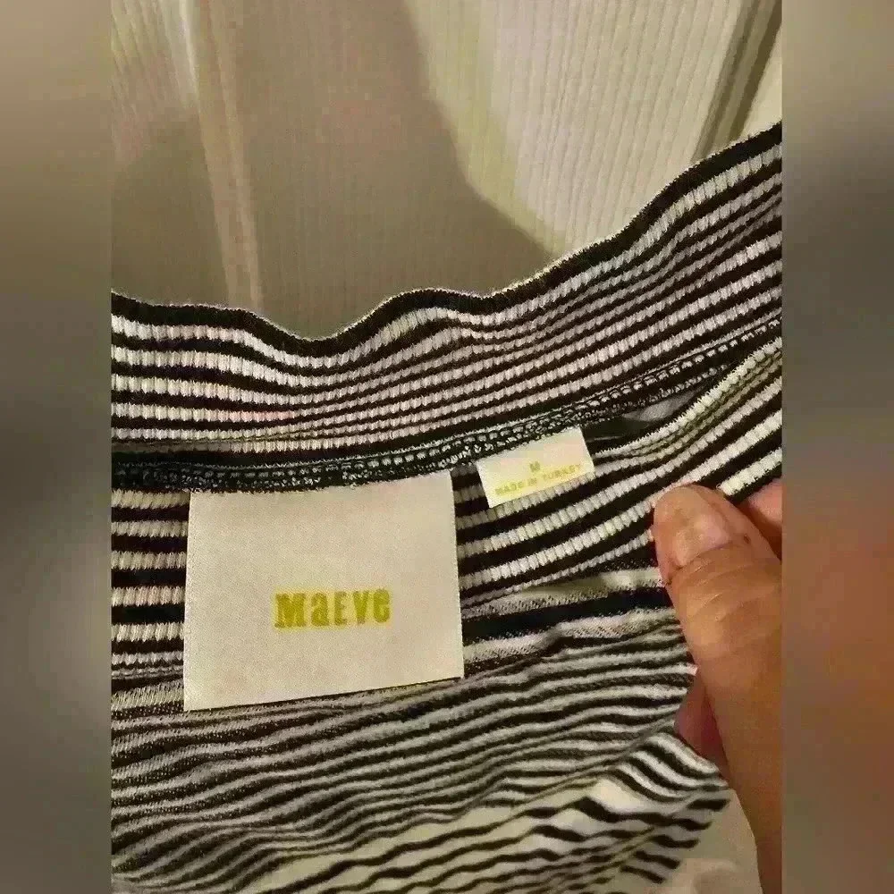 Maeve Anthropologie Size M Navy Blue Striped Haven Shift Sweater Dress